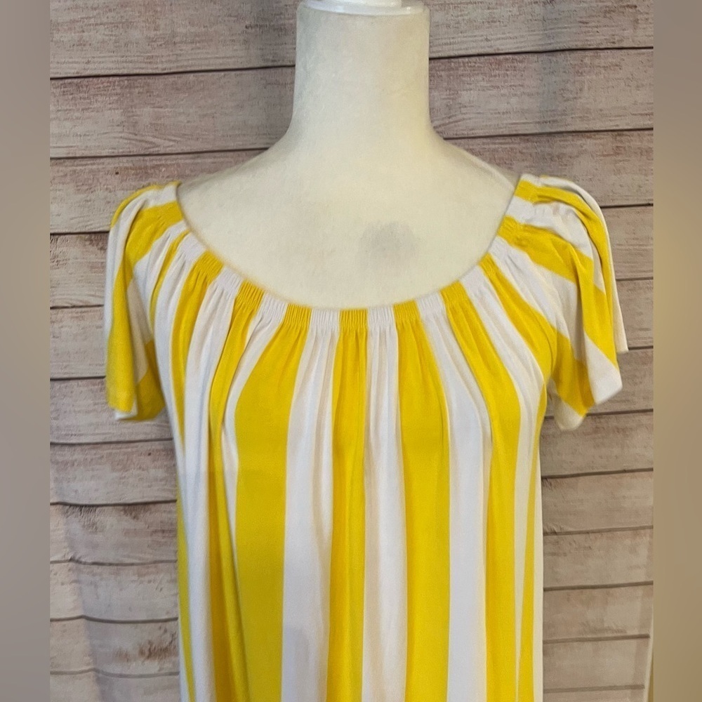 ASOS Yellow and White Striped Short Sleeve Relaxed Fit Midi Dress size 4 - Picture 2 of 5